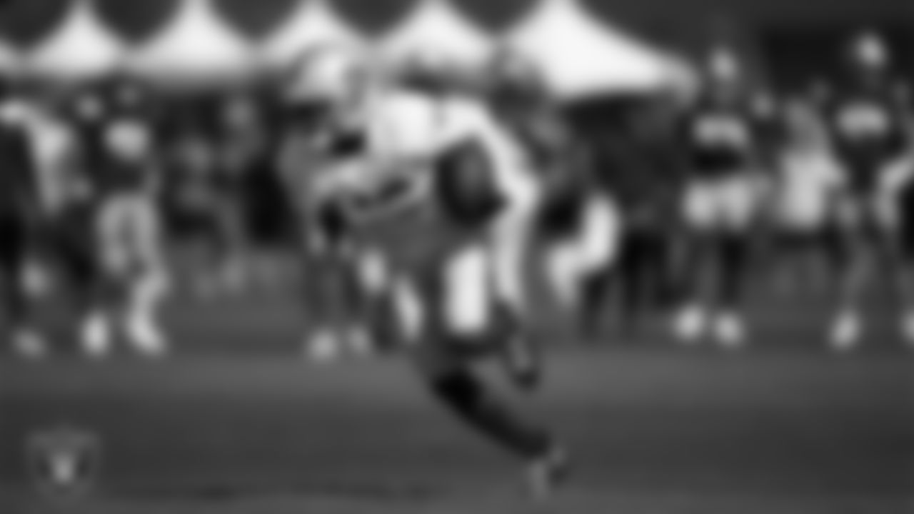 Las Vegas Raiders wide receiver Phillip Dorsett II (13) on the field for a joint practice with the San Francisco 49ers at 2025 Training Camp at Intermountain Health Performance Center.