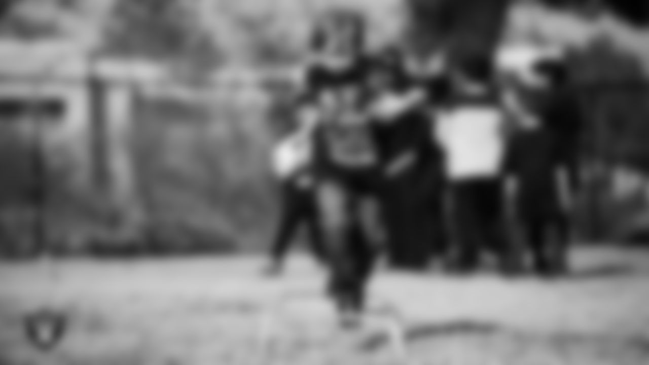 Students participate in a Raiders Junior Training Camp during a Raiders Spirit Day at Richard H. Bryan Elementary School.