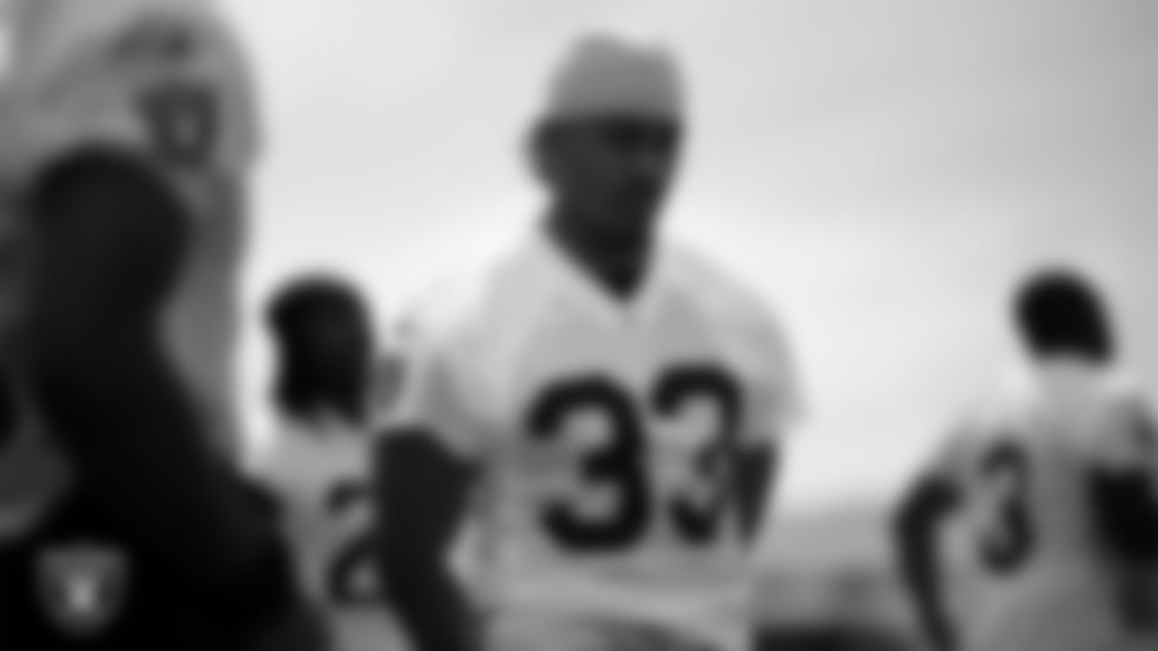 Las Vegas Raiders running back Chris Collier (33) at an Organized Team Activity (OTA) at Intermountain Health Performance Center.