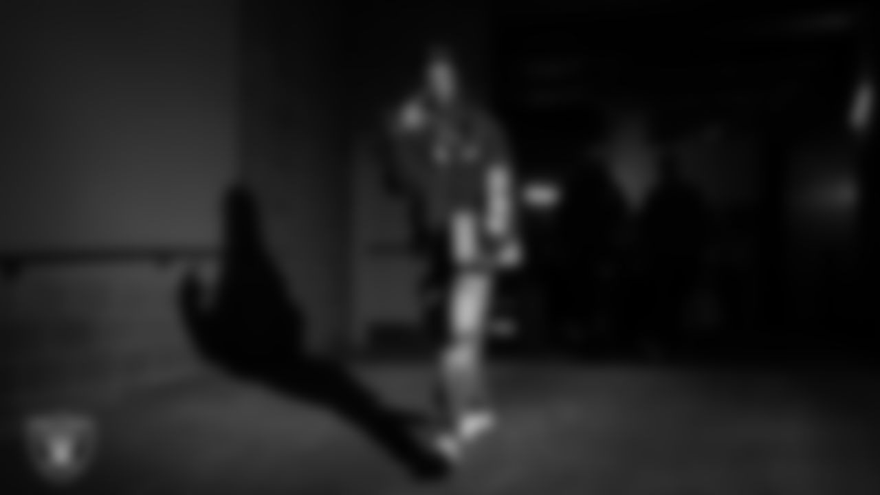 Las Vegas Raiders cornerback Eric Stokes (22) arrives to the regular season away game against the Houston Texans at NRG Stadium.