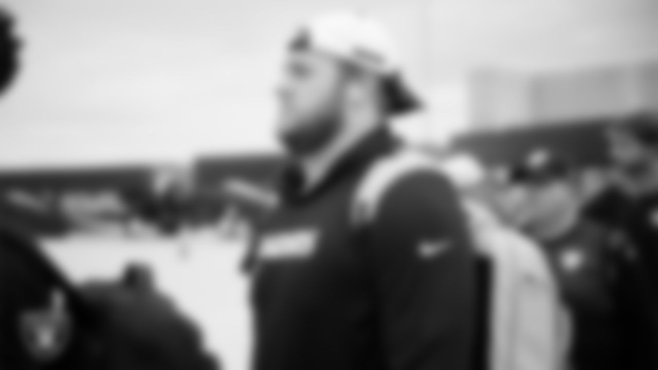 Las Vegas Raiders center Jarrod Hufford (64) departs for the preseason away game against the Arizona Cardinals.