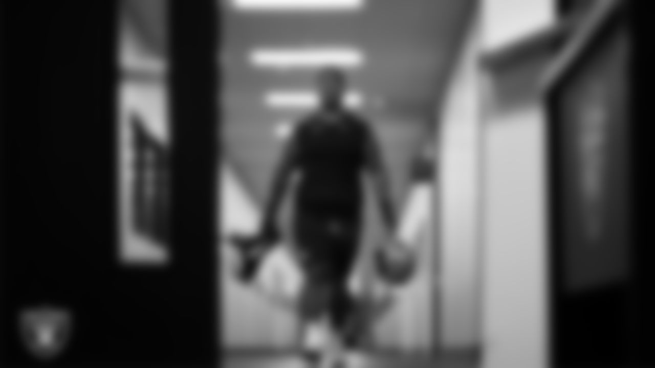 Las Vegas Raiders offensive lineman Laki Tasi (79) walks out to the field for practice at Intermountain Health Performance Center.