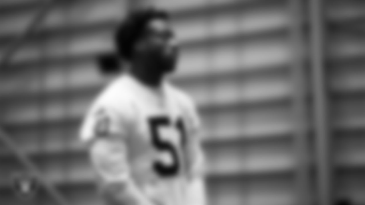 Las Vegas Raiders defensive end Malcolm Koonce (51) during practice at Intermountain Health Performance Center.