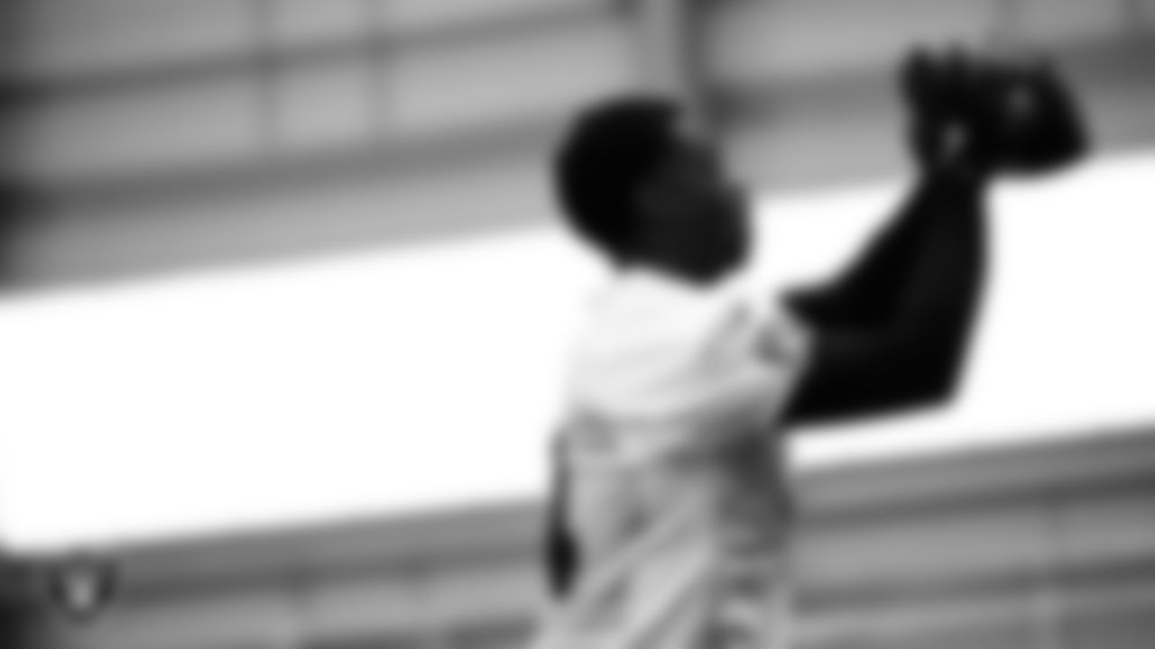 Las Vegas Raiders wide receiver Shedrick Jackson (4) at a workout during phase two of the offseason program at Intermountain Health Performance Center.