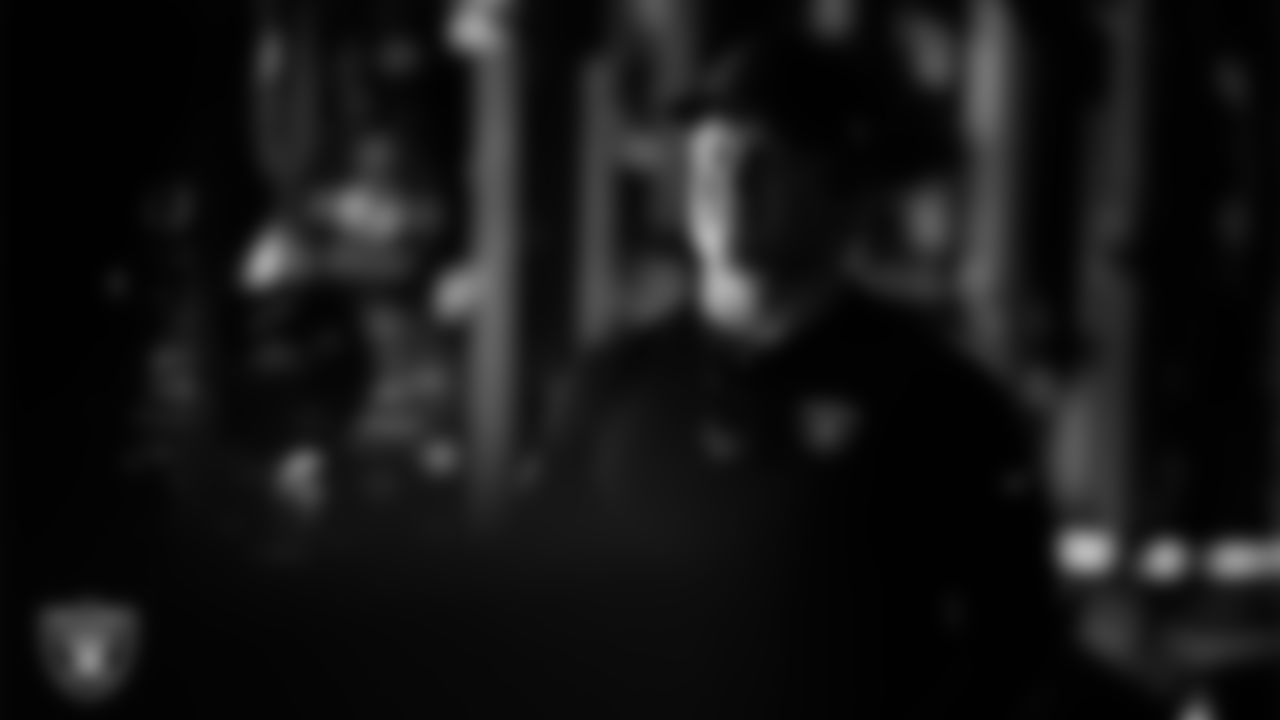 Las Vegas Raiders strength and conditioning assistant Deuce Gruden in the weight room during practice at Intermountain Health Performance Center.