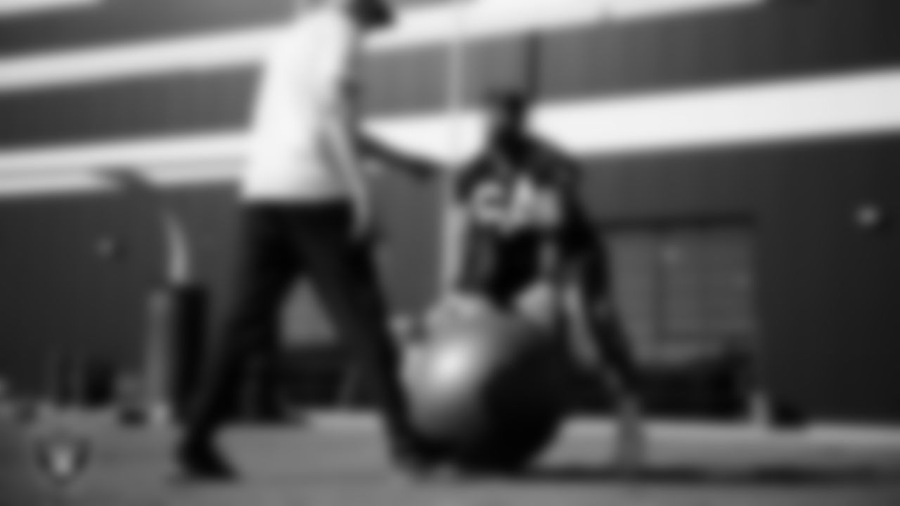 Las Vegas Raiders guard Layden Robinson (64) during practice at Intermountain Health Performance Center.