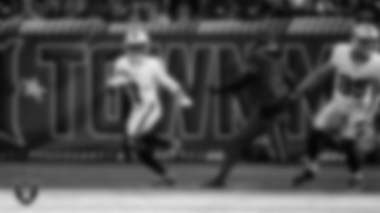 Las Vegas Raiders wide receiver Tre Tucker (1) rushes during the regular season away game against the Houston Texans at NRG Stadium.