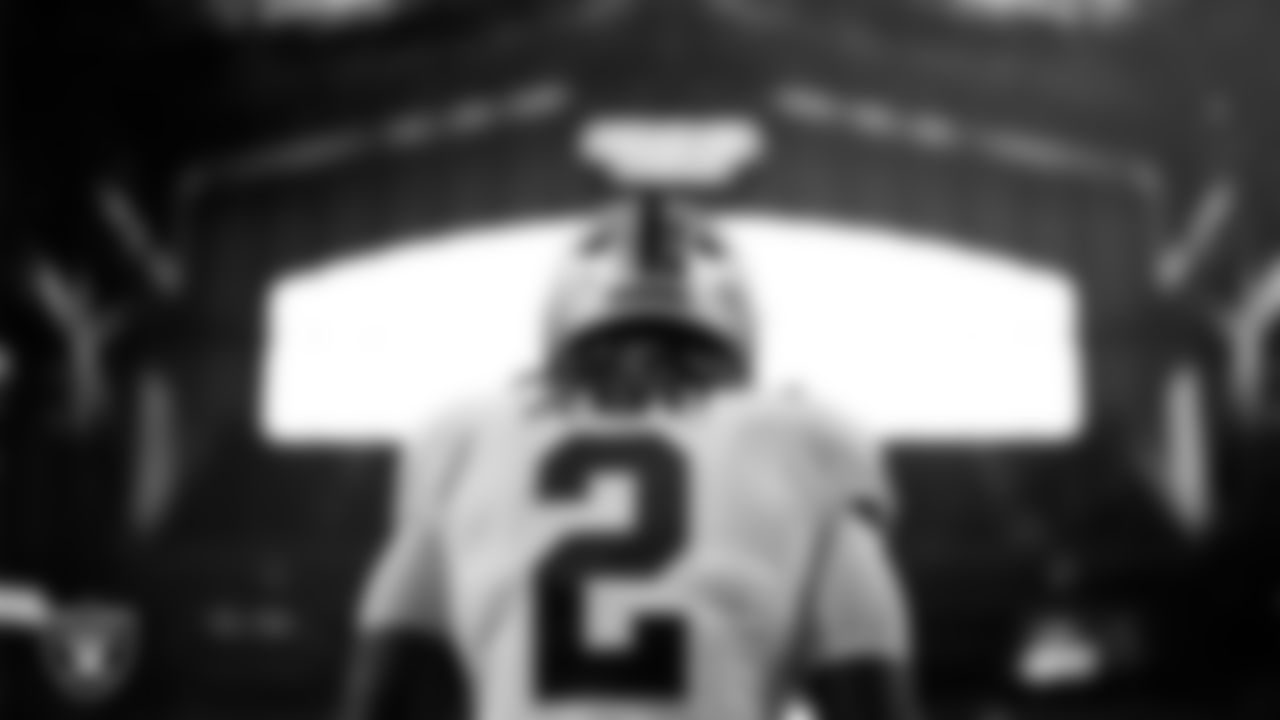 Las Vegas Raiders running back Ashton Jeanty (2) warming up before the regular season away game against the Indianapolis Colts at Lucas Oil Stadium.