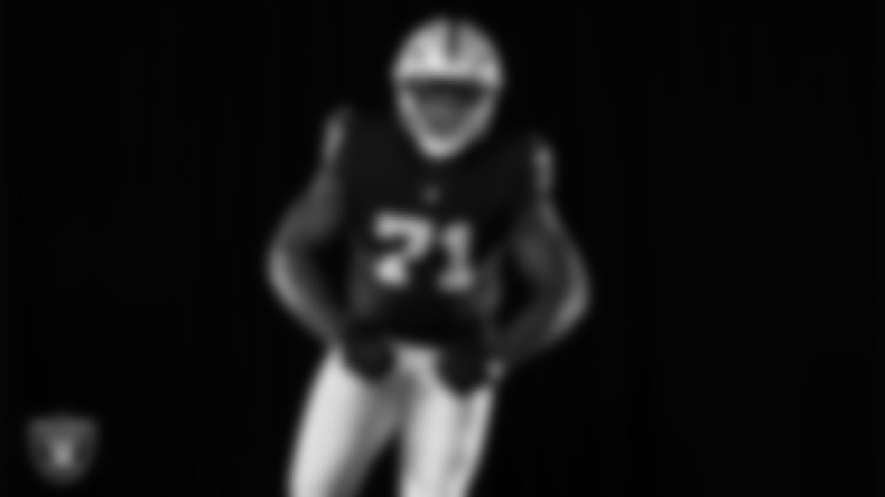 Las Vegas Raiders tackle DJ Glaze (71) poses for a photo at the 2025 Raiders Media Day.