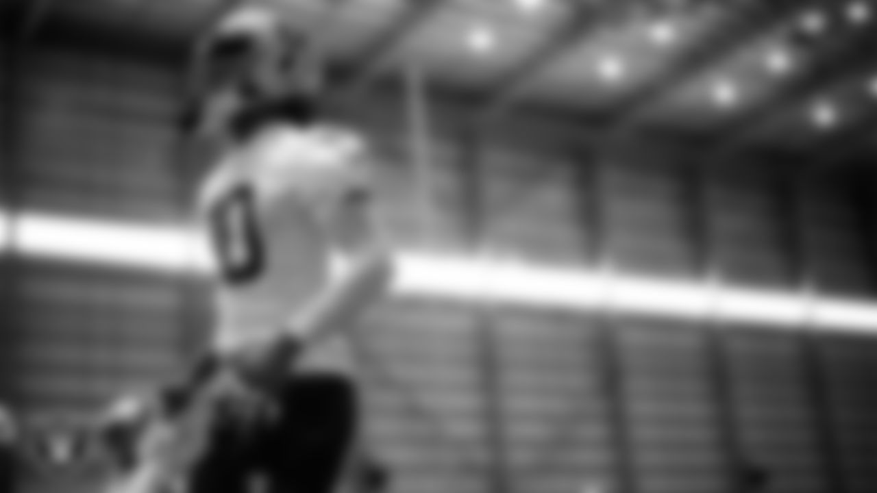 Las Vegas Raiders wide receiver Dont'e Thornton Jr. (10) during practice at Intermountain Health Performance Center.