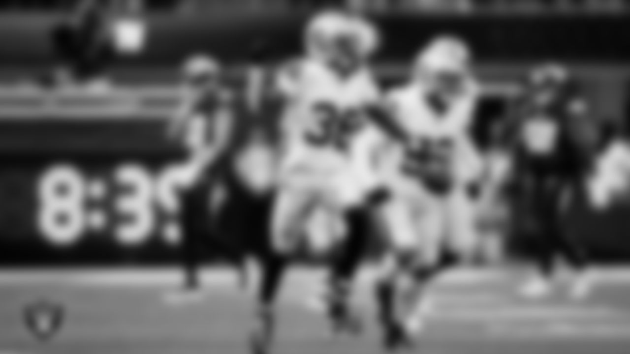 Las Vegas Raiders cornerback Kyu Blu Kelly (36) during the regular season away game against the Los Angeles Chargers at SoFi Stadium.