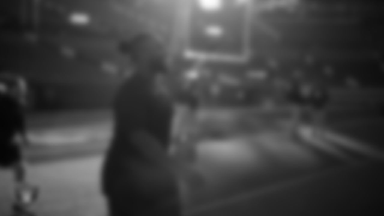 Las Vegas Raiders defensive tackle Adam Butler (69) warming up before the regular season away game against the Denver Broncos at Empower Field at Mile High.