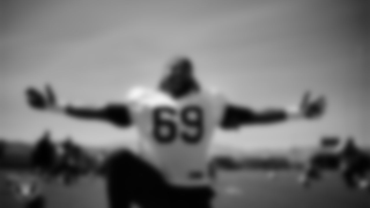 Las Vegas Raiders defensive tackle Adam Butler (69) during practice at Intermountain Health Performance Center.