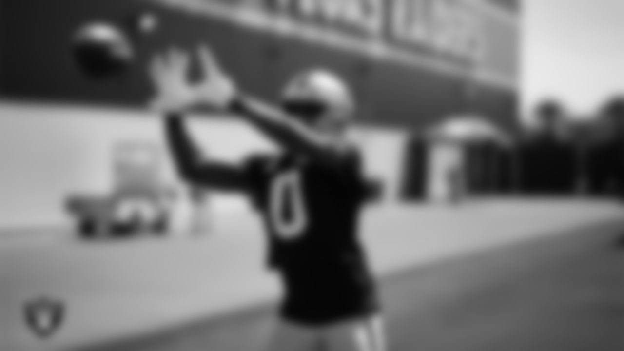 Las Vegas Raiders cornerback Jakorian Bennett (0) at an Organized Team Activity (OTA) at Intermountain Health Performance Center.