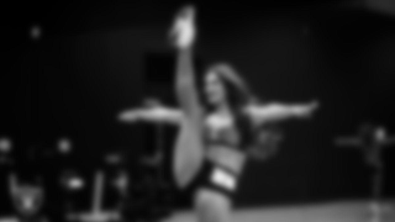 A dancer during the semifinal round of the 2025 Raiderettes Auditions at The Studio.
