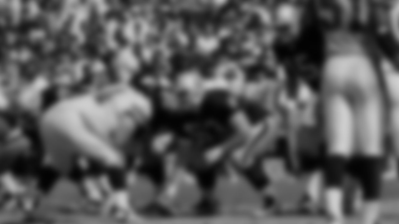 The Oakland Raiders line up before the snap during the regular season home game against the Jacksonville Jaguars at Oakland-Alameda County Coliseum, Sunday, September 15, 1996, in Oakland, Calif.