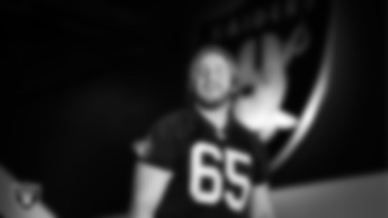 Las Vegas Raiders guard Alex Cappa (65) in the weight room during practice at Intermountain Health Performance Center.