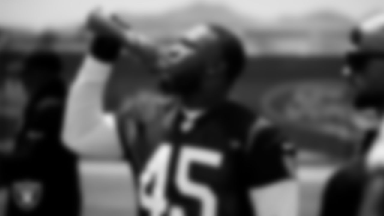 Las Vegas Raiders linebacker Devin White (45) at an Organized Team Activity (OTA) at Intermountain Health Performance Center.