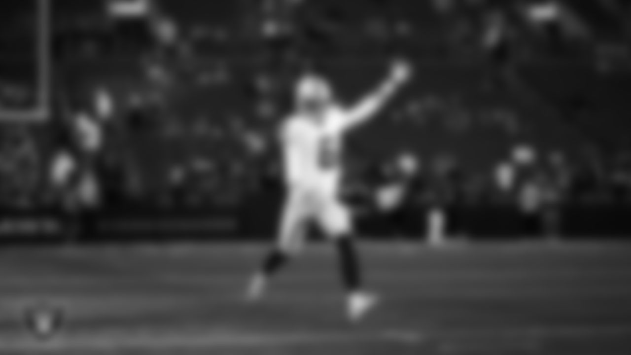 Las Vegas Raiders punter AJ Cole (6) warming up before the preseason away game against the Seattle Seahawks at Lumen Field.