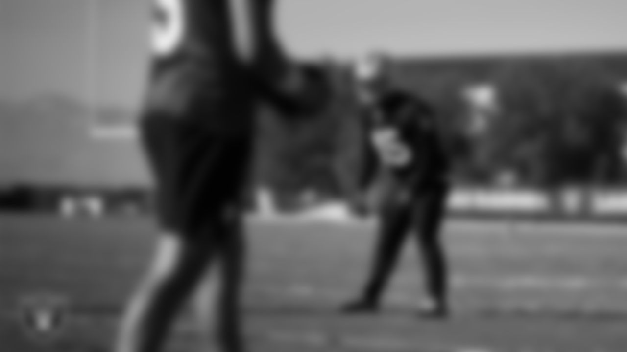 Las Vegas Raiders linebacker Devin White (45) during practice at Intermountain Health Performance Center.