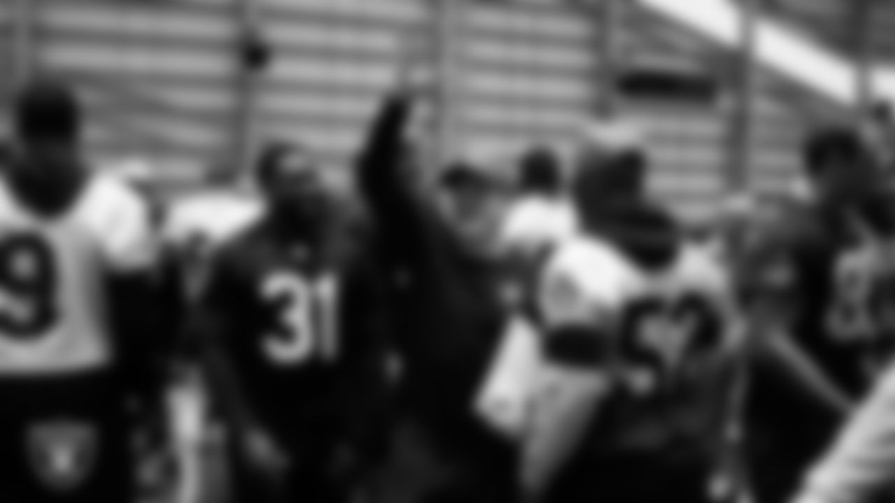 Las Vegas Raiders offensive quality control coach Conner McQueen during practice at Intermountain Health Performance Center.