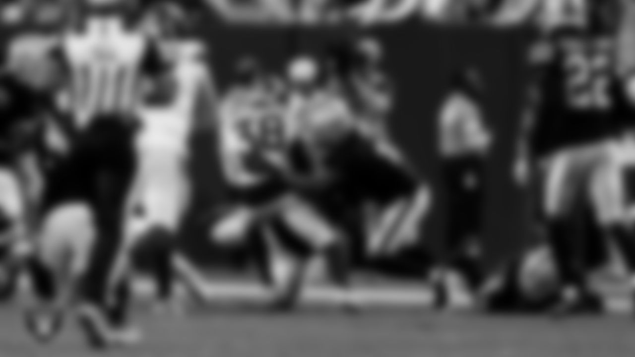 Las Vegas Raiders safety Jeremy Chinn (11) during the regular season home game against the Denver Broncos at Allegiant Stadium.