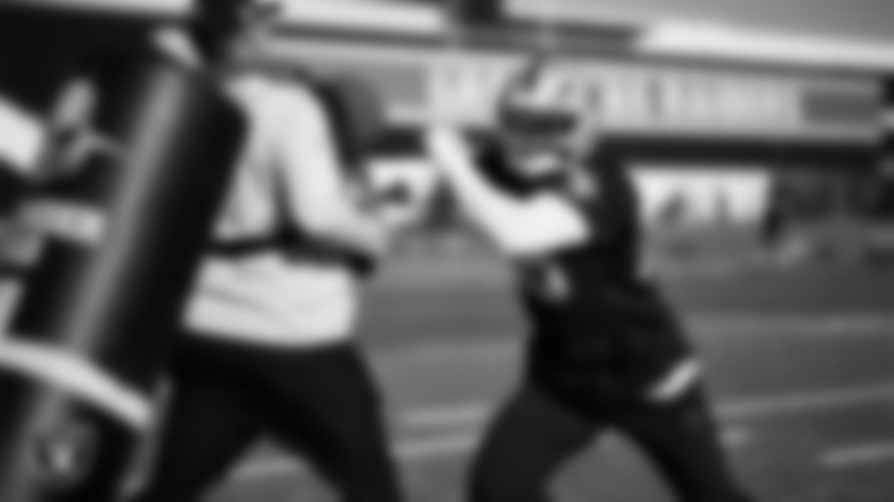 Las Vegas Raiders linebacker Devin White (45) during practice at Intermountain Health Performance Center.