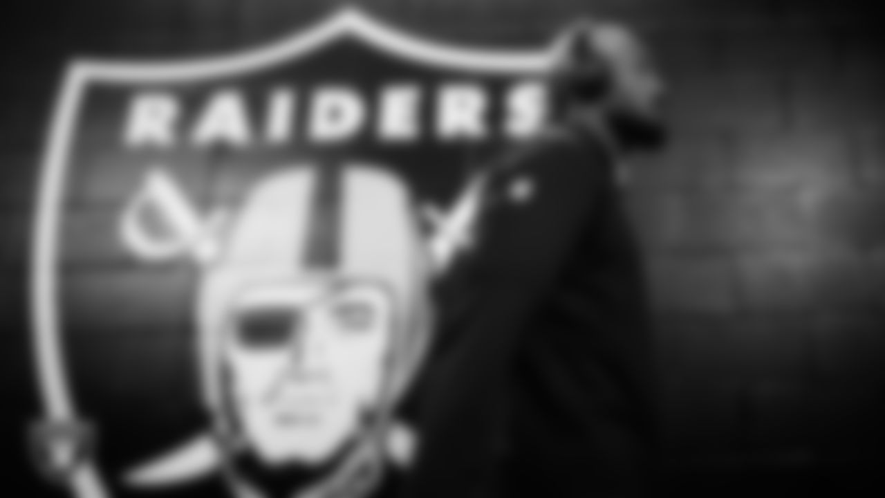 Las Vegas Raiders cornerback Sam Webb (27) arrives to the preseason home game against the San Francisco 49ers at Allegiant Stadium.