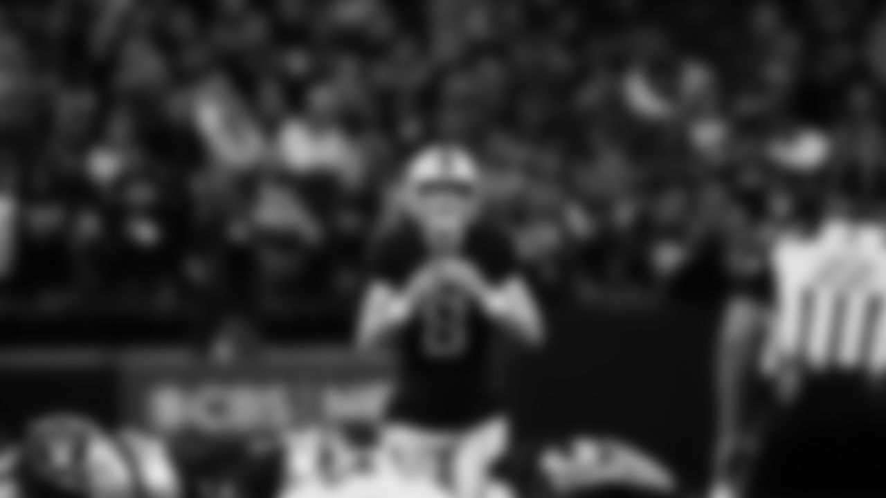 Las Vegas Raiders kicker Daniel Carlson (8) lines up before kicking a 55-yard field goal during the regular season home game against the Kansas City Chiefs at Allegiant Stadium.