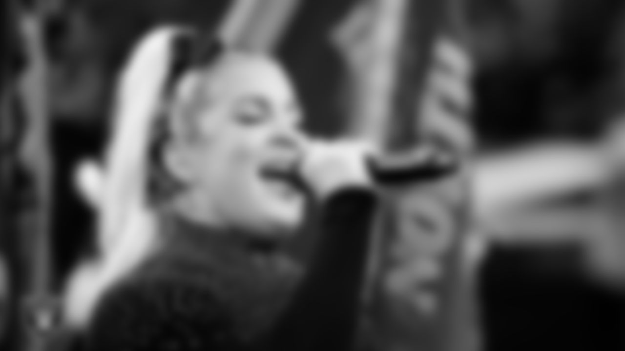 Singer and songwriter Joelle James performs the national anthem before the Las Vegas Raiders' regular season home game against the New York Giants at Allegiant Stadium.