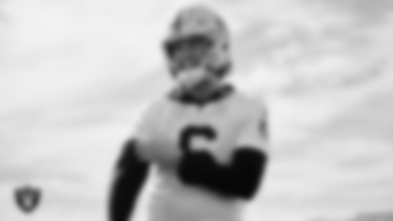 Las Vegas Raiders punter AJ Cole (6) during practice at Intermountain Health Performance Center.