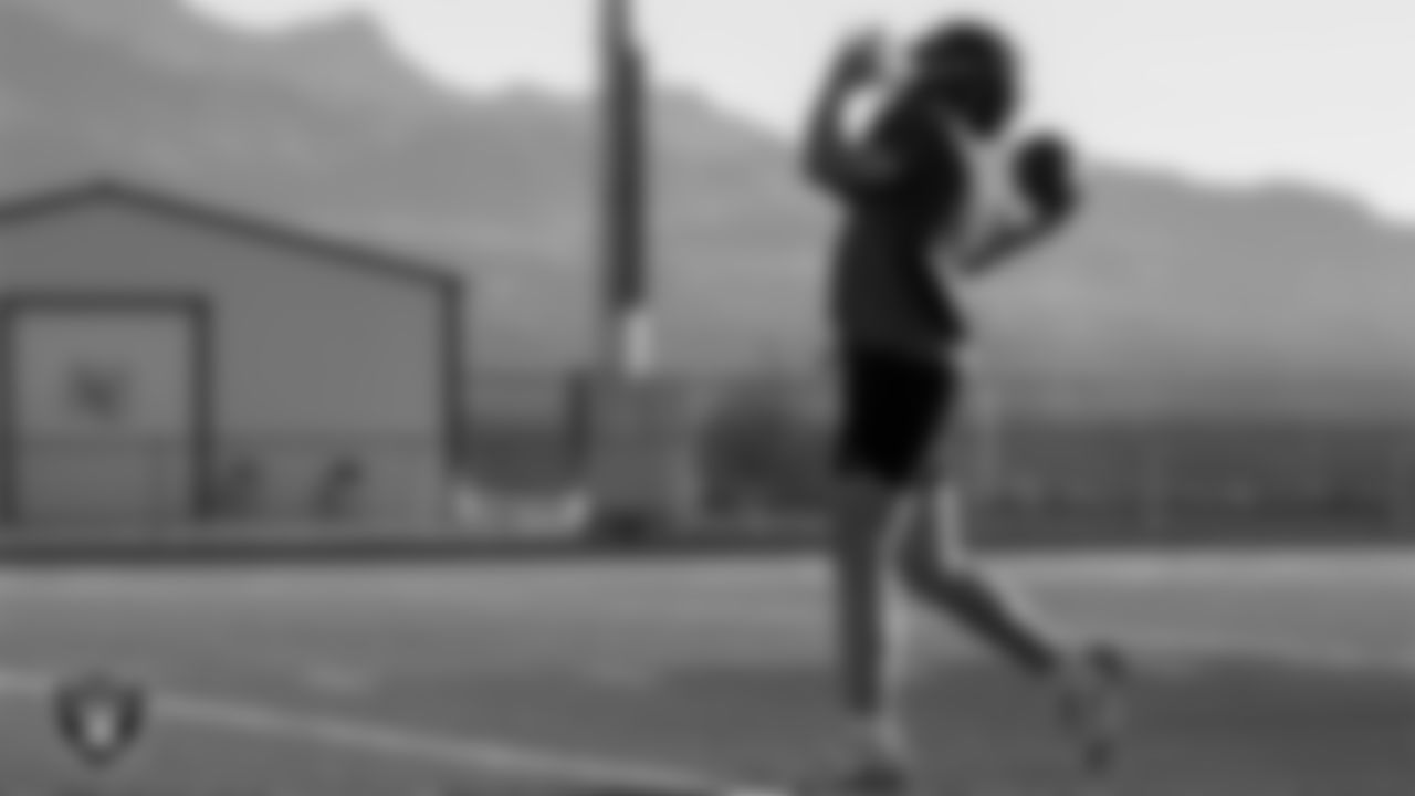 A member of the Virgin Valley High School football team during practice at Virgin Valley High School.