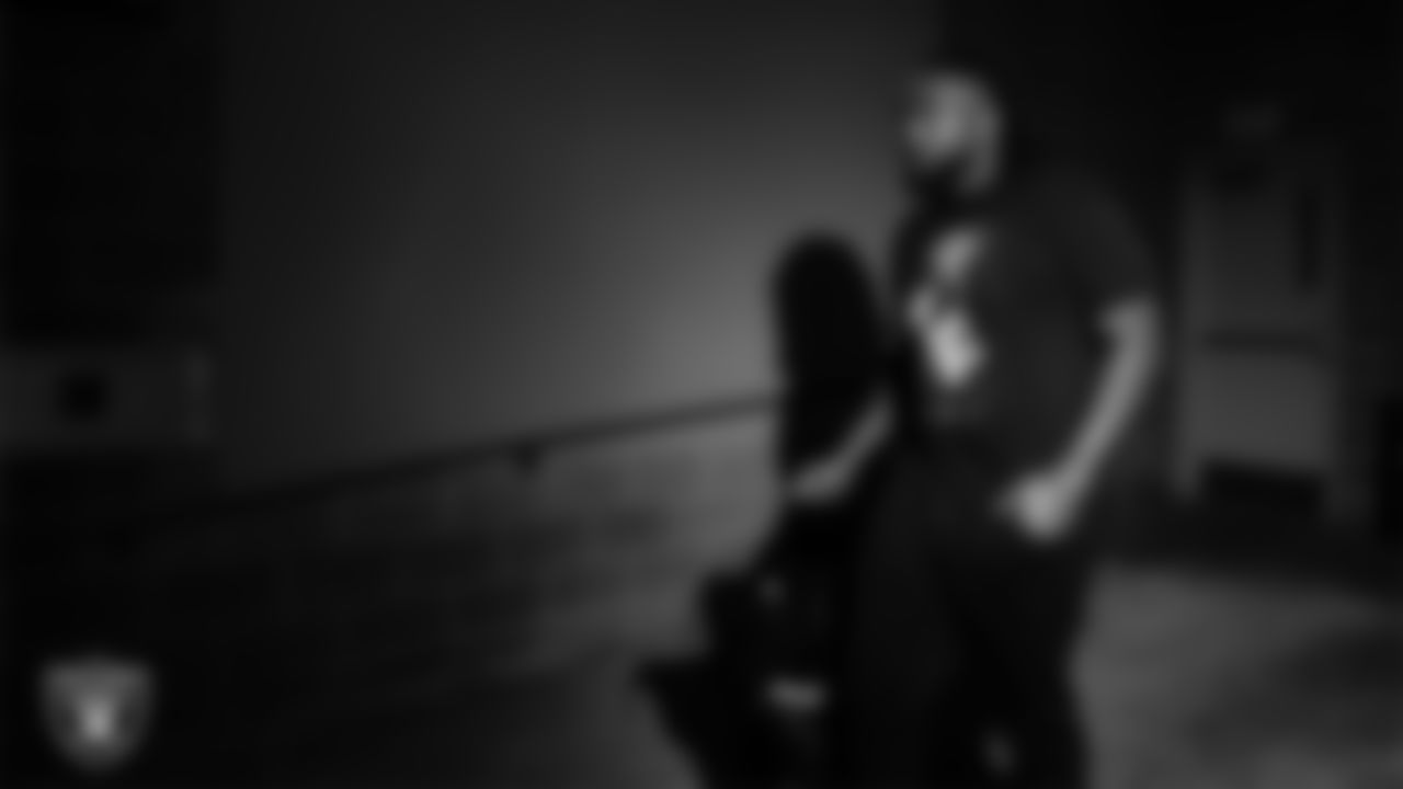 Las Vegas Raiders defensive tackle Adam Butler (69) arrives to the regular season away game against the Houston Texans at NRG Stadium.