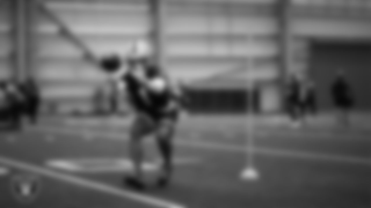 Las Vegas Raiders wide receiver Tre Tucker (1) during practice at Intermountain Health Performance Center.