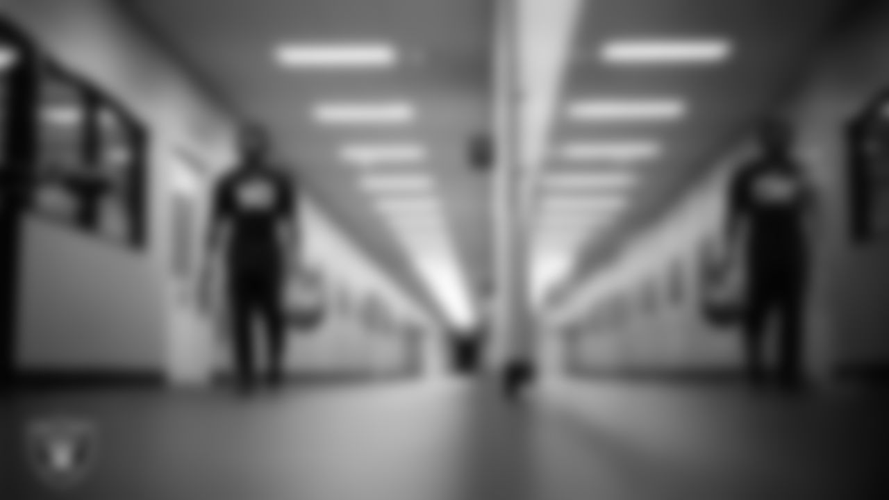 Las Vegas Raiders wide receiver DJ Turner (19) walks out to the field for practice at Intermountain Health Performance Center.