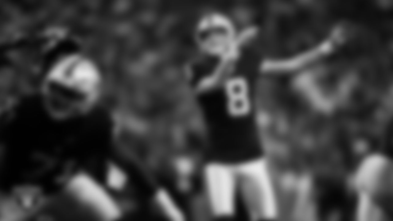 Las Vegas Raiders kicker Daniel Carlson (8) kicks a 24-yard field goal during the regular season home game against the Jacksonville Jaguars at Allegiant Stadium.