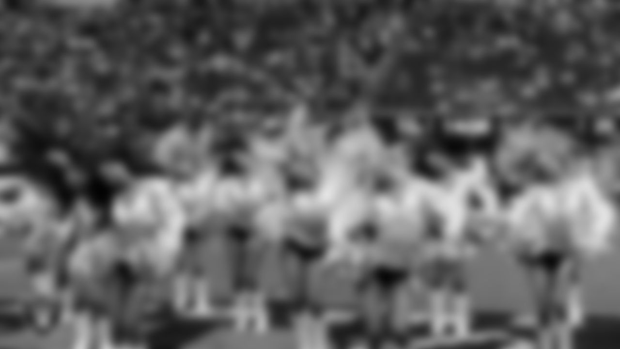The Raiderettes perform on the field before the regular season home game against the Denver Broncos at Allegiant Stadium.