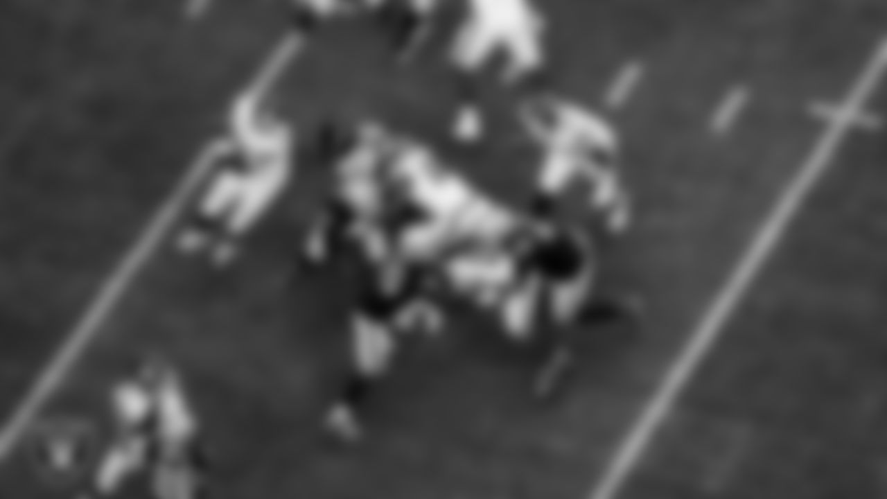 Las Vegas Raiders linebacker Devin White (45) and defensive tackle Adam Butler (69) during the regular season home game against the New York Giants at Allegiant Stadium.