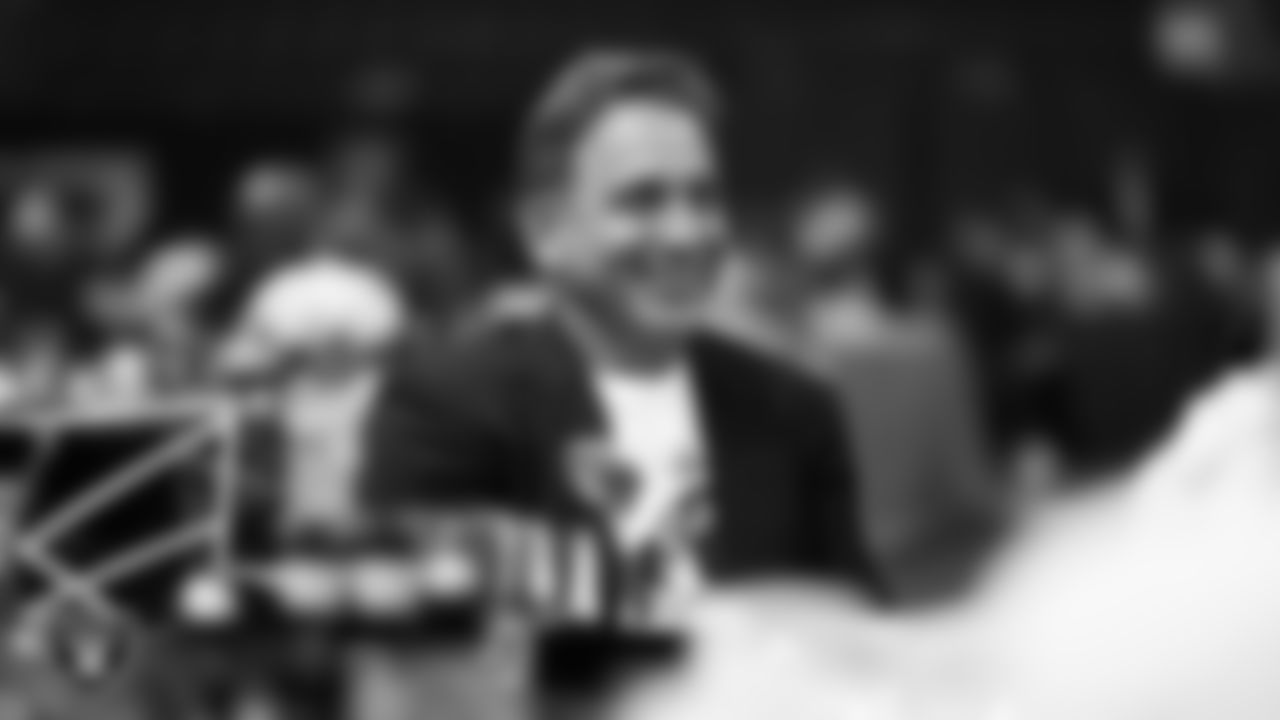 Discover Land Company founder and chairman and Las Vegas Raiders minority owner Michael Meldman during an auction at the second annual Silver & Black Gala hosted by The Raiders Foundation at Allegiant Stadium.