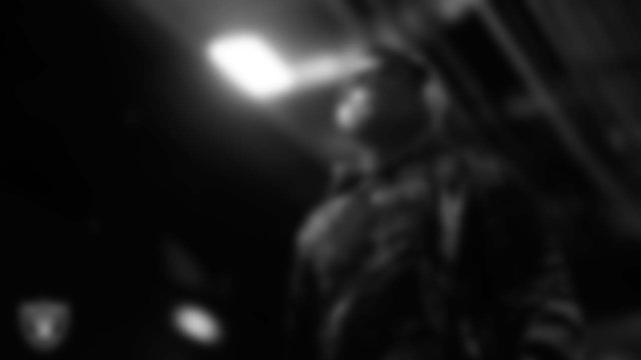 Las Vegas Raiders linebacker Jamin Davis (48) arrives to the regular season away game against the Denver Broncos at Empower Field at Mile High.