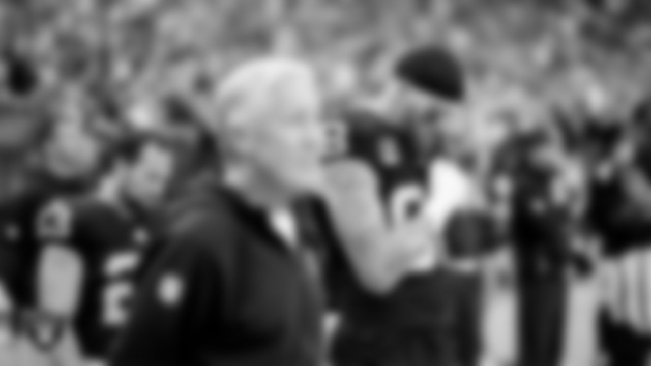 Las Vegas Raiders defensive end Maxx Crosby (98) during the national anthem before the regular season home game against the Denver Broncos at Allegiant Stadium.