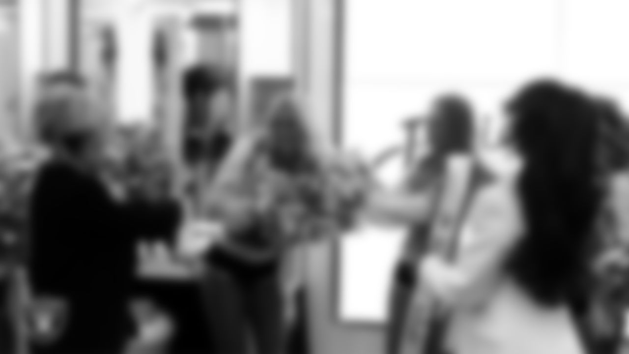 Raiderette Jessica is named Raiderette of the Game in the locker room before the regular season home game against the Dallas Cowboys at Allegiant Stadium.