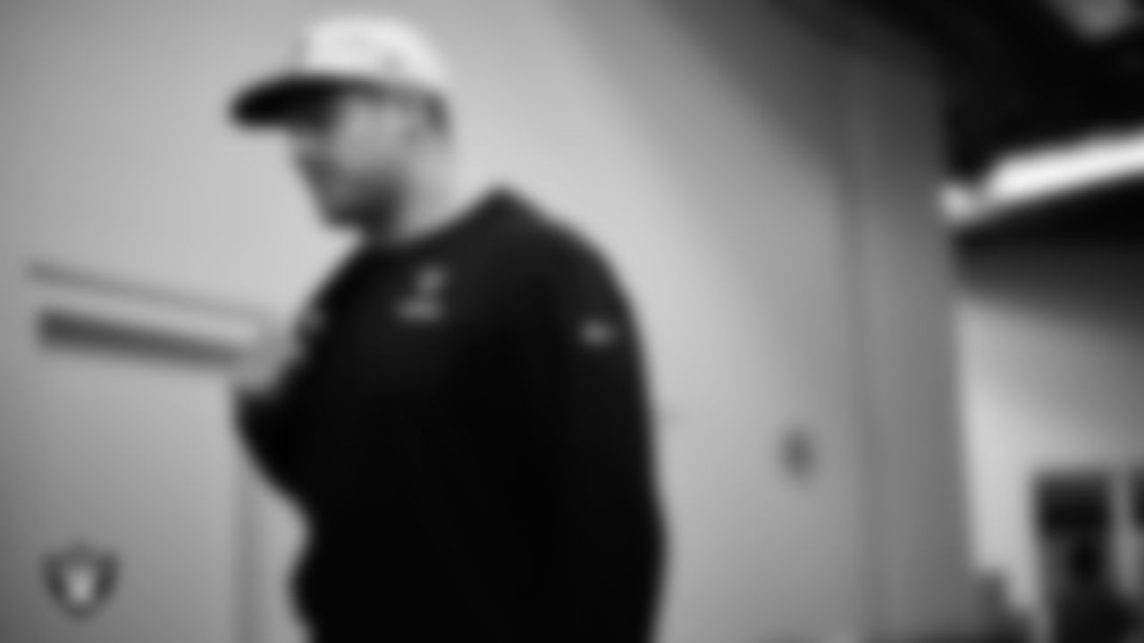 Las Vegas Raiders tight end Michael Mayer (87) arrives to the regular season away game against the Indianapolis Colts at Lucas Oil Stadium.