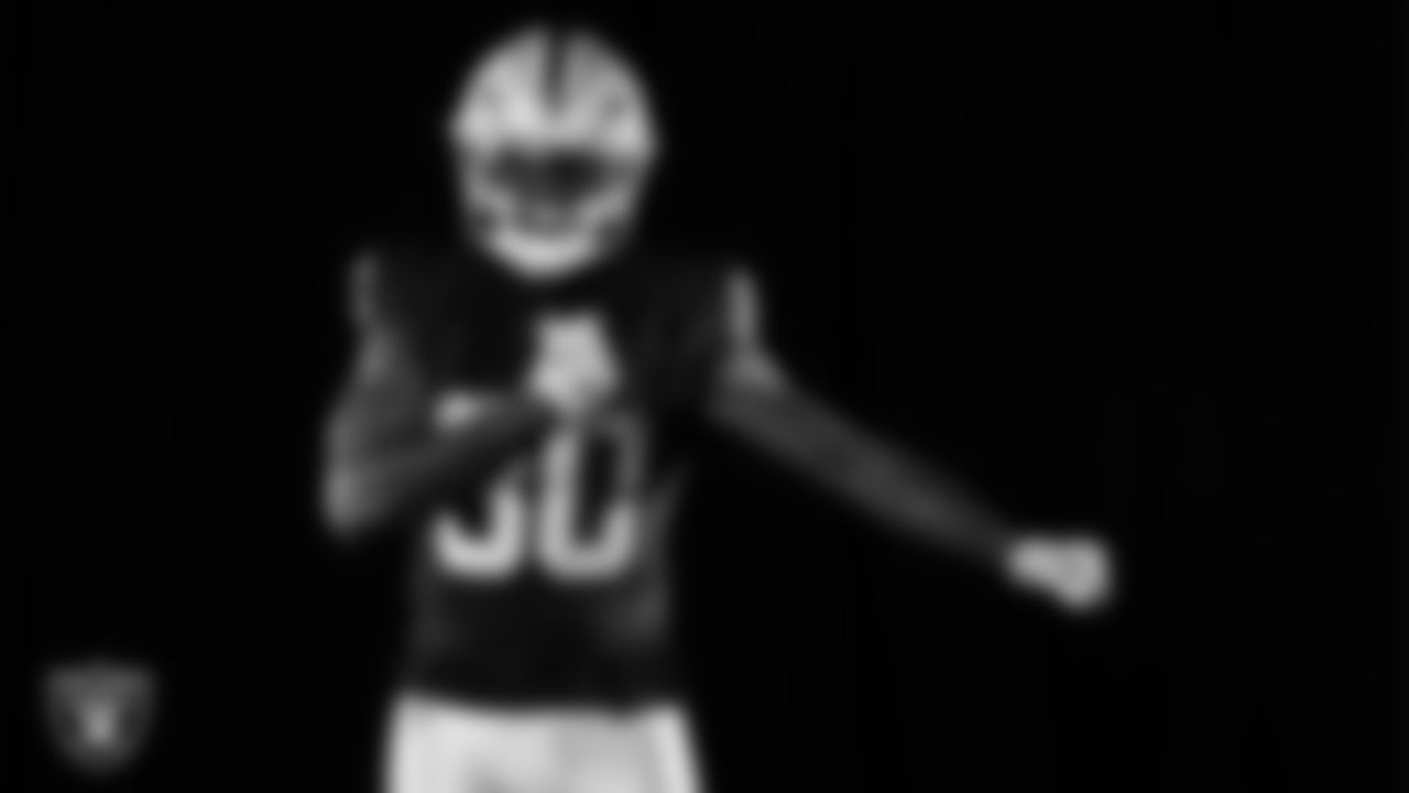 Las Vegas Raiders tight end Ian Thomas (80) poses for a photo at the 2025 Raiders Media Day.