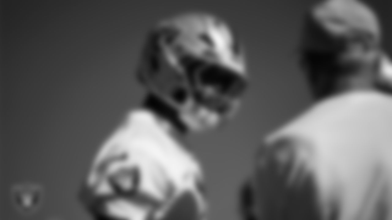 Las Vegas Raiders safety Jeremy Chinn (11) during practice at Intermountain Health Performance Center.