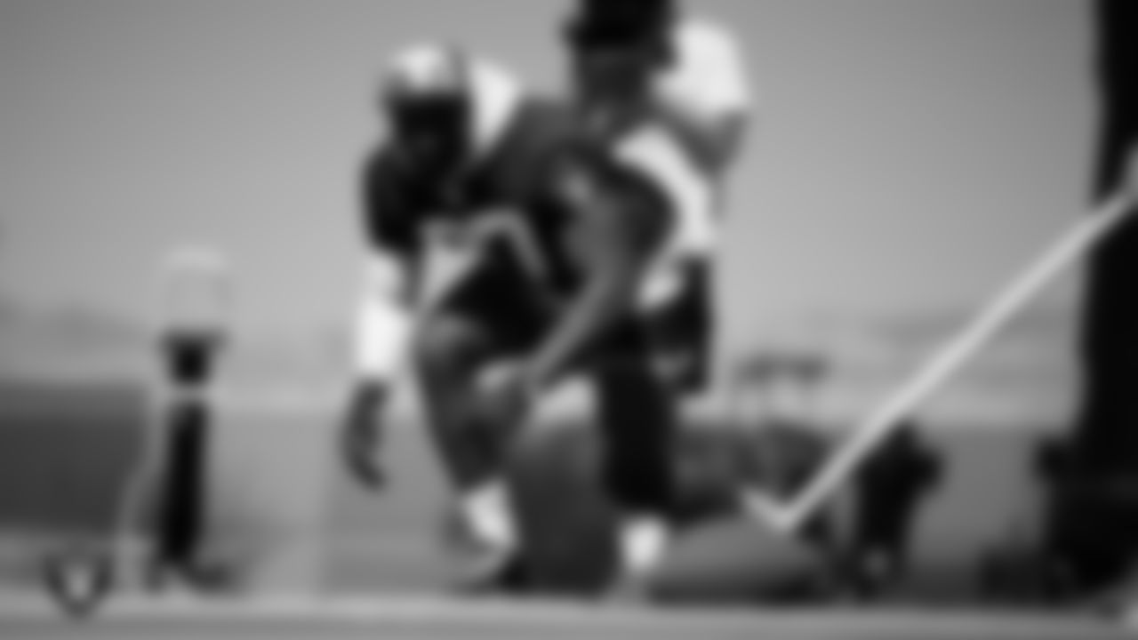 Las Vegas Raiders defensive end Janarius Robinson (97) at a workout during phase two of the offseason program at Intermountain Health Performance Center.