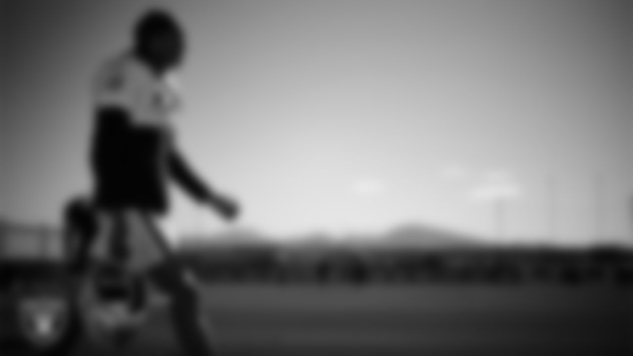 Las Vegas Raiders safety Terrell Edmunds (28) walks out to the field for practice at Intermountain Health Performance Center.