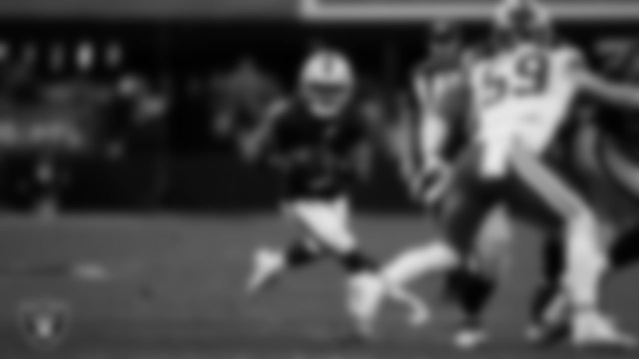 Las Vegas Raiders running back Ashton Jeanty (2) rushes during the regular season home game against the Kansas City Chiefs at Allegiant Stadium.