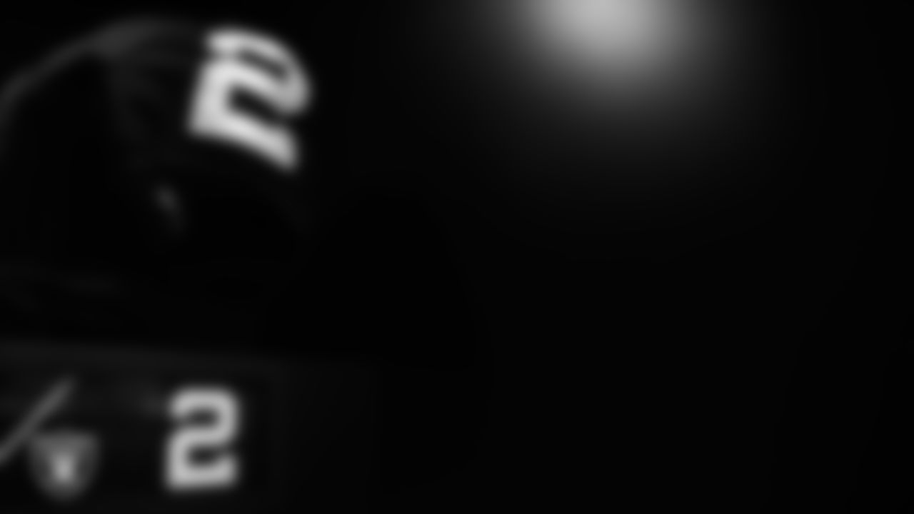 Las Vegas Raiders running back Ashton Jeanty's (2) pads in the locker room prior to the Raiders' arrival for their regular season home game against the New York Giants at Allegiant Stadium.