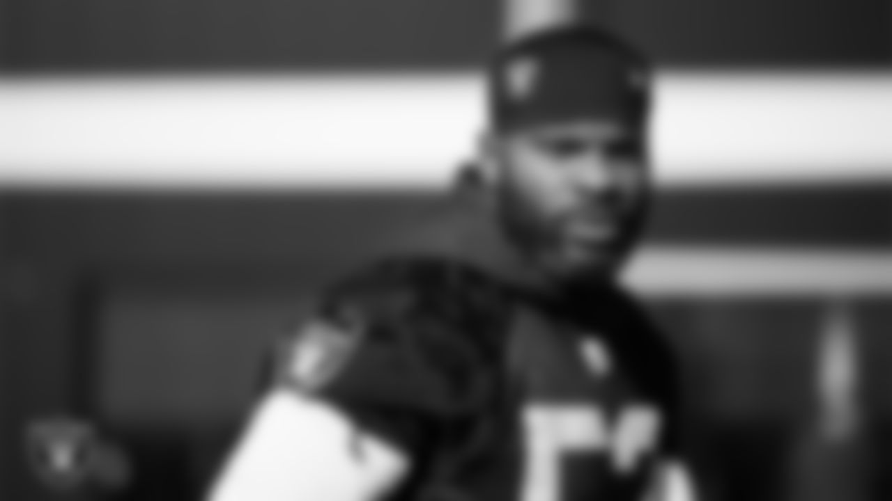 Las Vegas Raiders linebacker Elandon Roberts (52) during practice at Intermountain Health Performance Center.